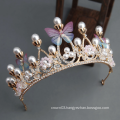 UNIQ AT002 Tiaras de Casamento Jeweled Queen Crown - Butterfly Pearls and Diamonds Wedding Crowns and Tiaras for Women